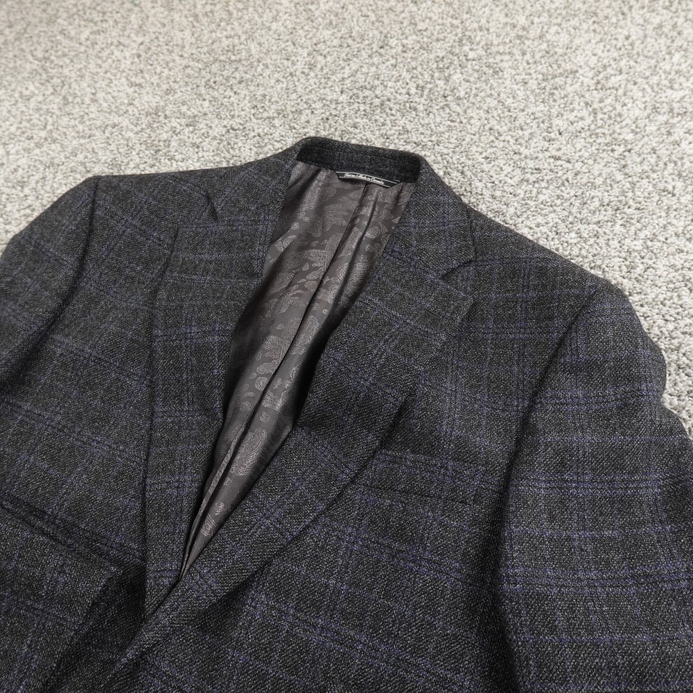 Jack Victor Blazer Mens 39R Gray Plaid Wool‎ LANDONWOOD Sport Coat Suit Jacket